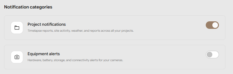 Notification category controls