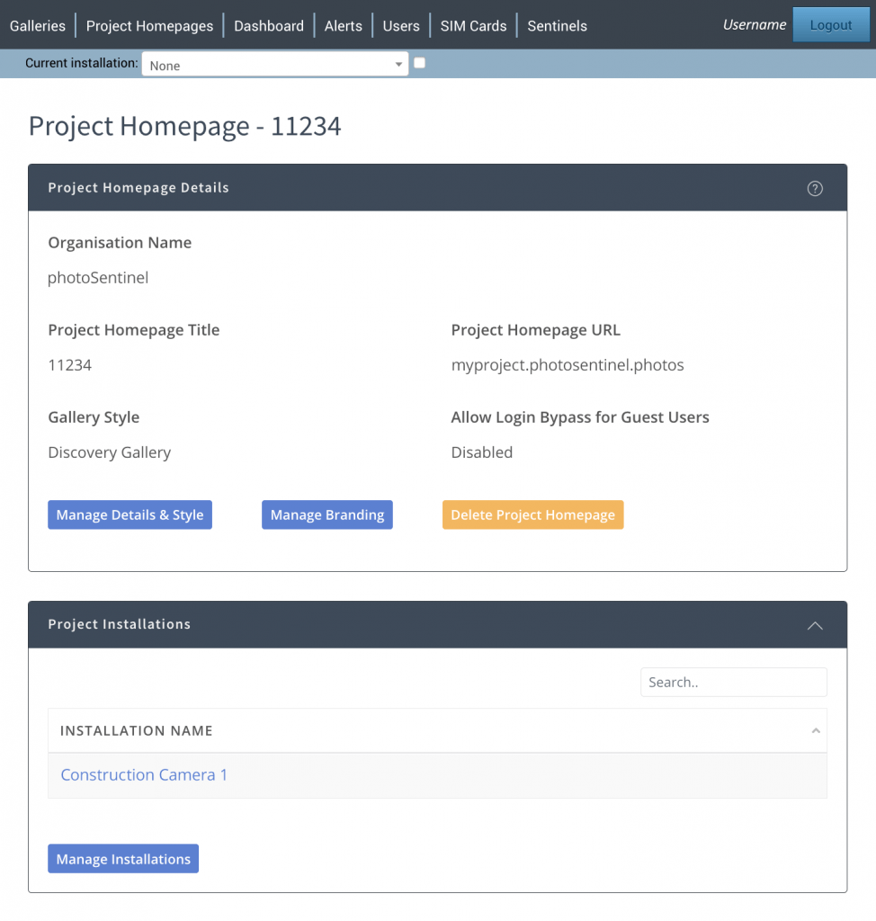 Save & Create Project Homepage
